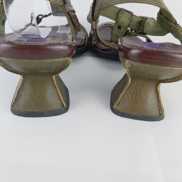 CLARKS INDIGO olive green leather sandals square heel size 8M ajustable … - Picture 7 of 11